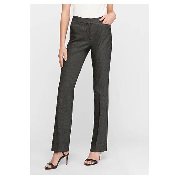 Express Pants Women's 6R Columnist Gray with Black Trim Straight Leg Trousers - Picture 1 of 3